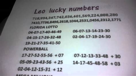 Leo Powerball Lucky Lottery Numbers.
